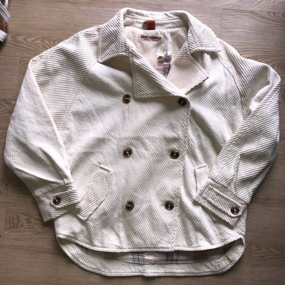 ‼️FLASH SALE‼️Free People Cream Corduroy Jacket Oversized Cottagecore Blazer - Picture 8 of 15